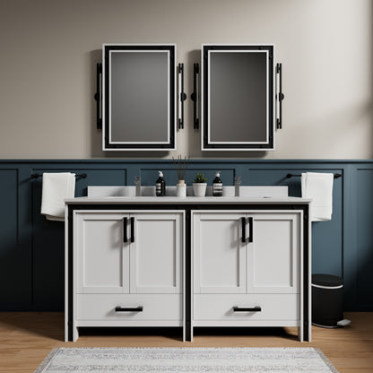 Lexora Ziva 60 in. White Double Sink Bath Vanity