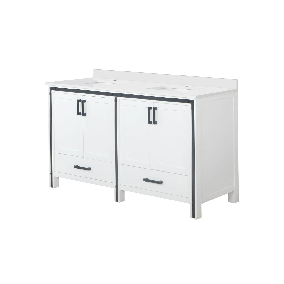 Lexora Ziva 60 in. White Double Sink Bath Vanity