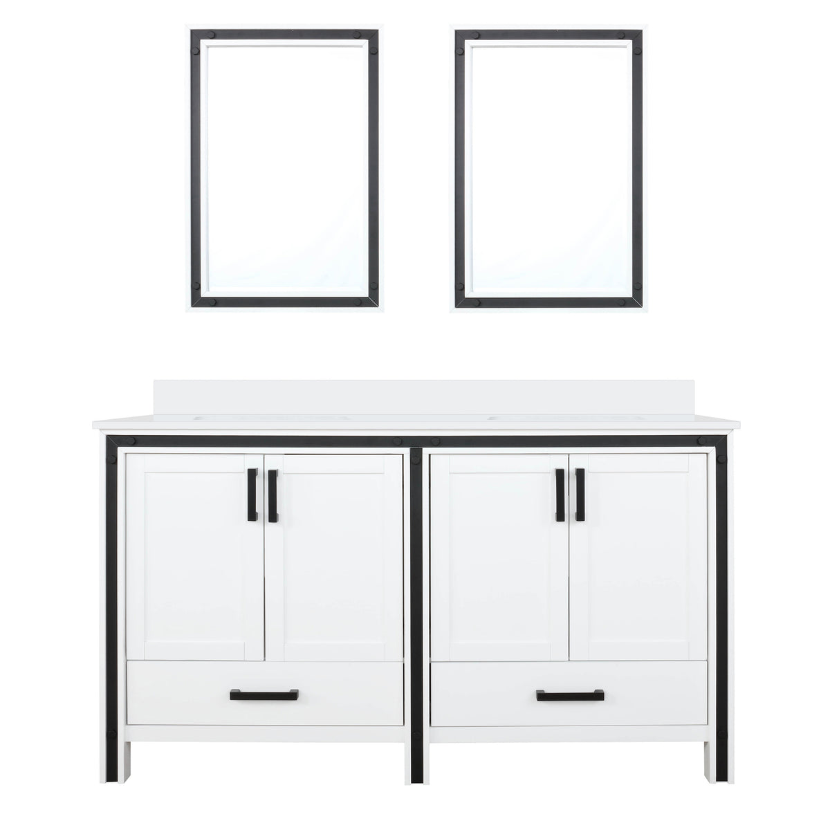 Lexora Ziva 60 in. White Double Sink Bath Vanity