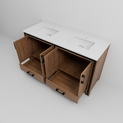Lexora Ziva 60 in. Rustic Barnwood Double Sink Bath Vanity