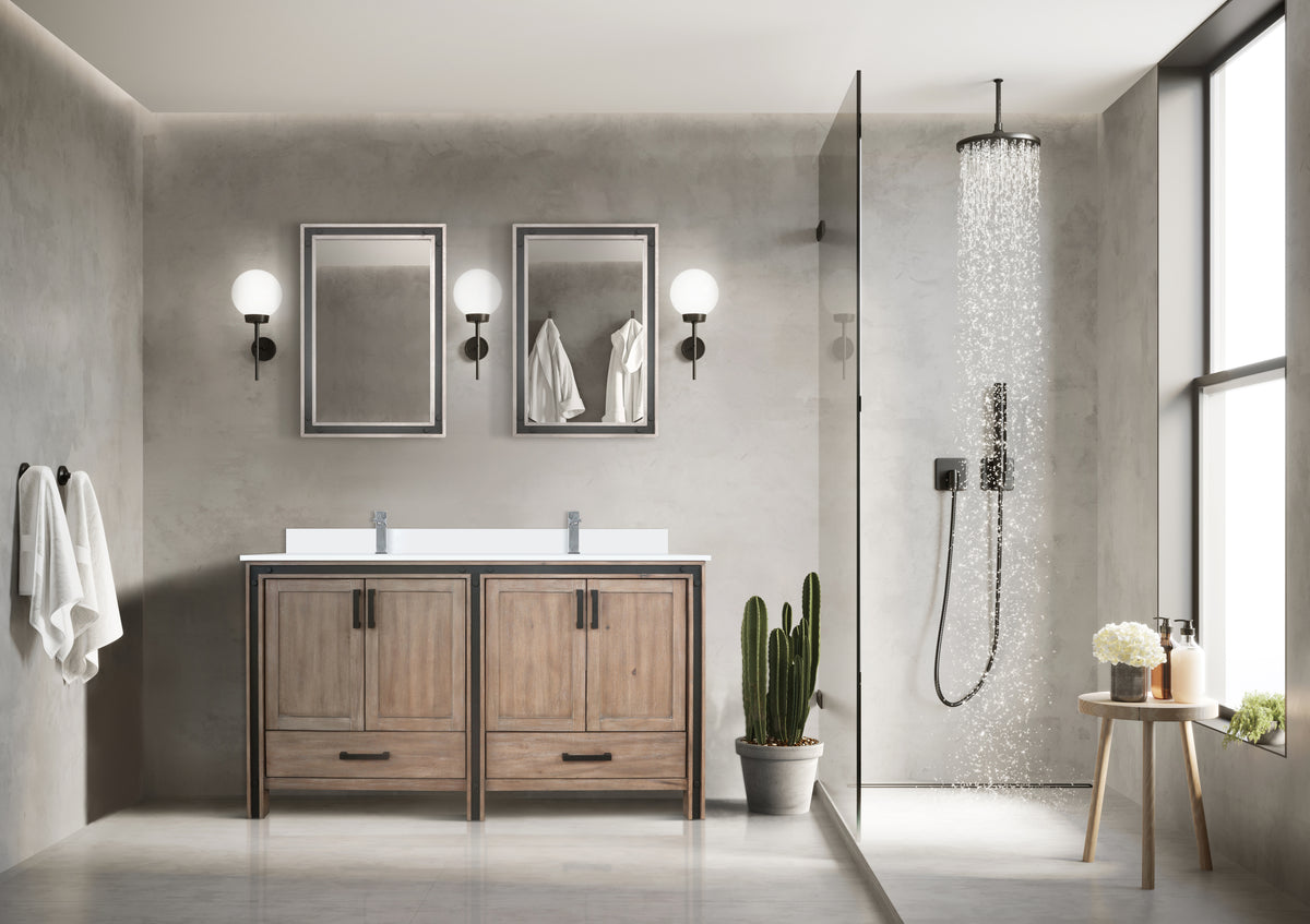 Lexora Ziva 60 in. Rustic Barnwood Double Sink Bath Vanity