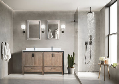 Lexora Ziva 60 in. Rustic Barnwood Double Sink Bath Vanity