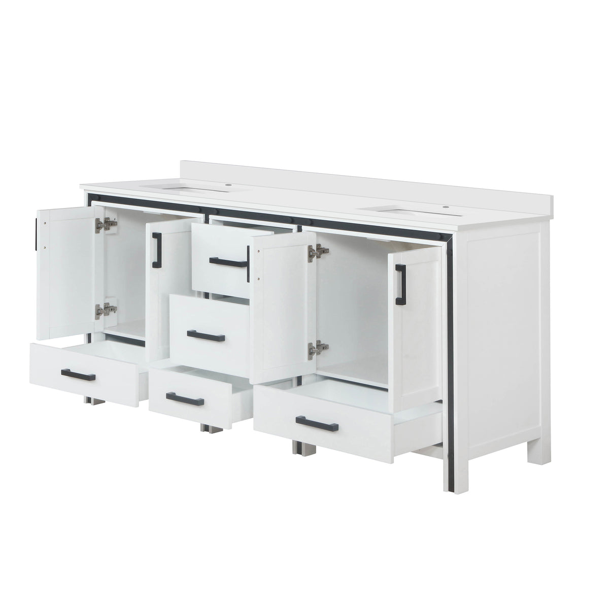 Lexora Ziva 72 in. White Double Sink Bath Vanity