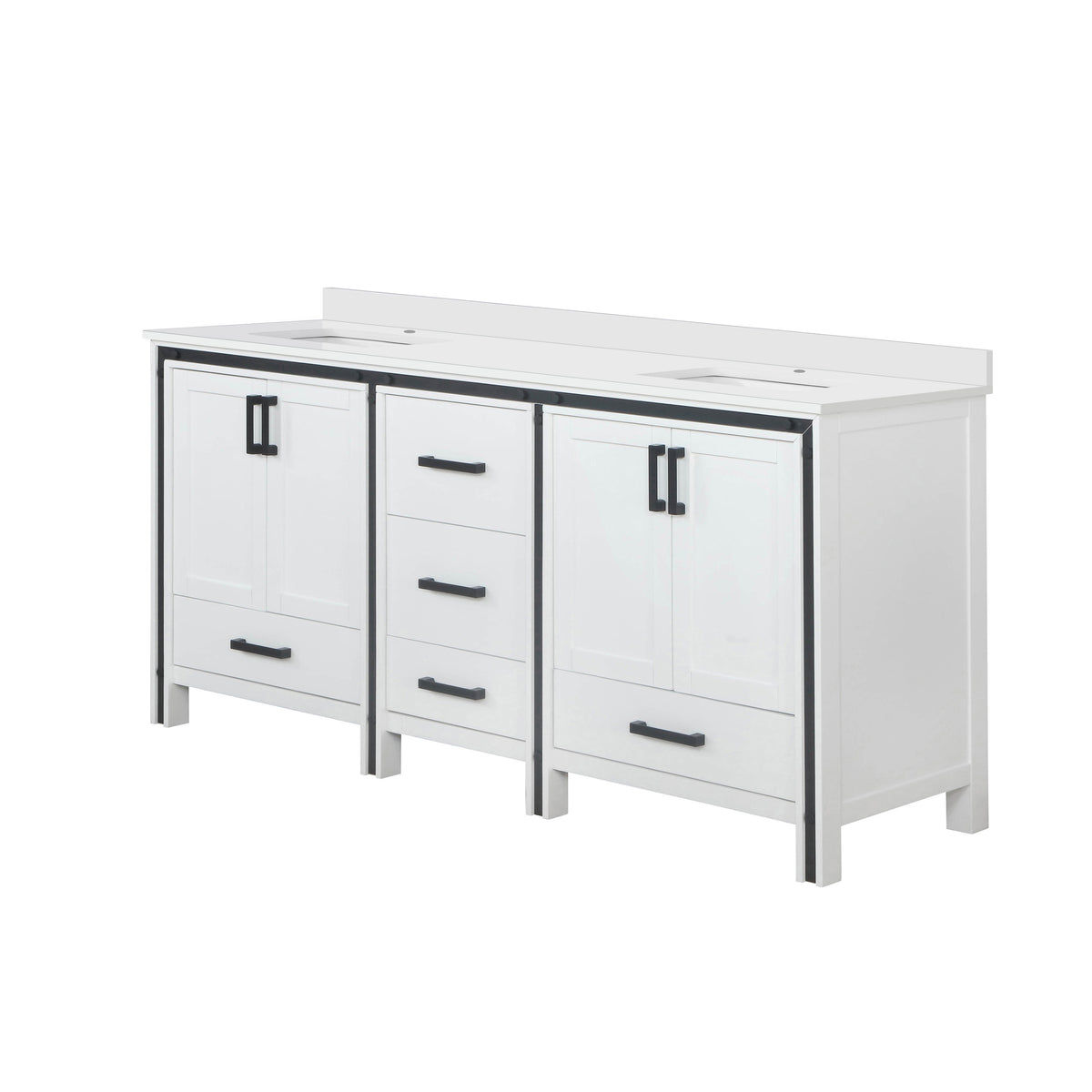 Lexora Ziva 72 in. White Double Sink Bath Vanity