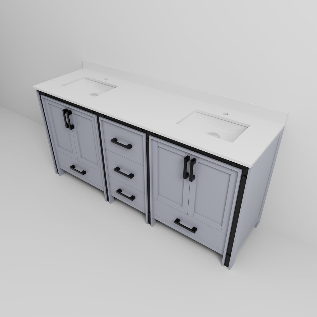 Lexora Ziva 72 in. Dark Grey Double Sink Bath Vanity