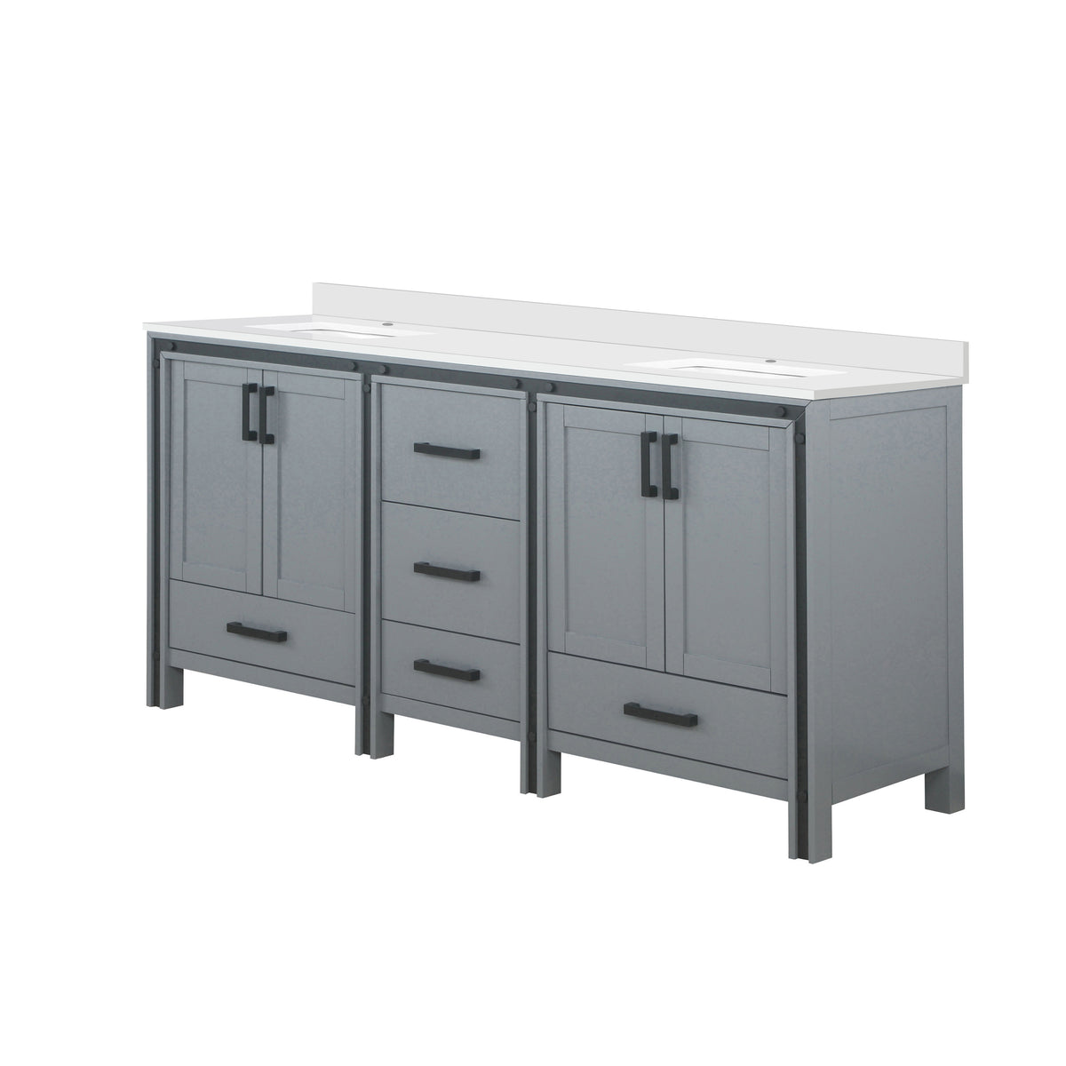 Lexora Ziva 72 in. Dark Grey Double Sink Bath Vanity
