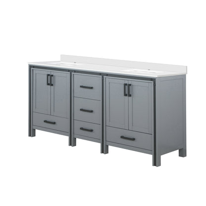 Lexora Ziva 72 in. Dark Grey Double Sink Bath Vanity