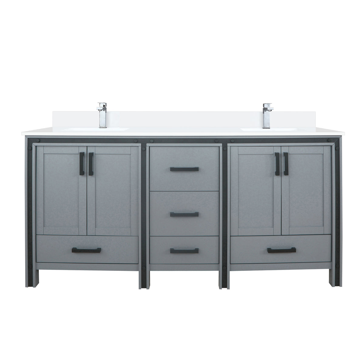 Lexora Ziva 72 in. Dark Grey Double Sink Bath Vanity