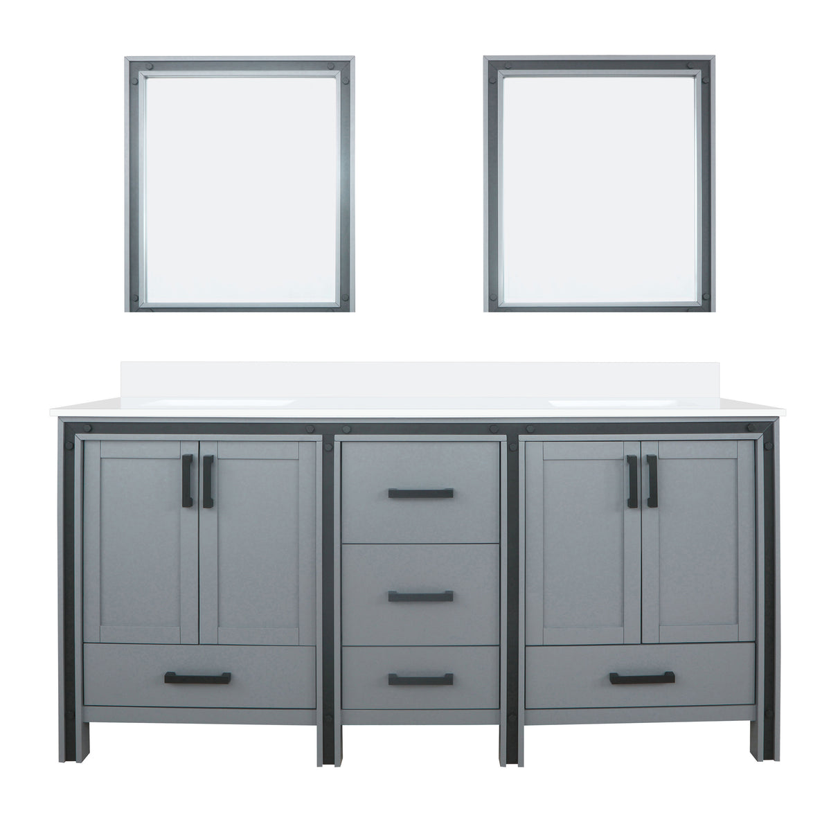 Lexora Ziva 72 in. Dark Grey Double Sink Bath Vanity