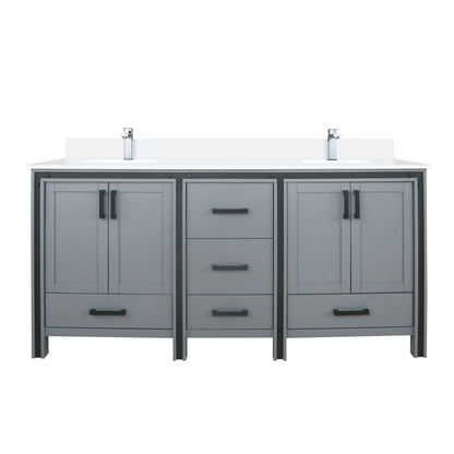 Lexora Ziva 72 in. Dark Grey Double Sink Bath Vanity