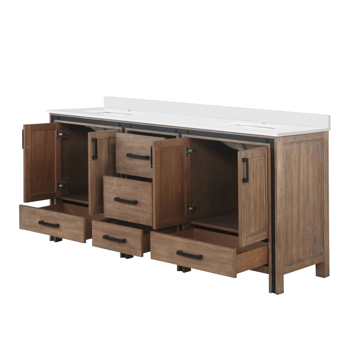 Lexora Ziva 72 in. Rustic Barnwood Double Sink Bath Vanity