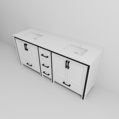Lexora Ziva 80 in. White Double Sink Bath Vanity