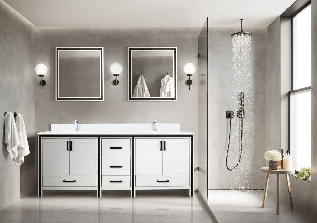 Lexora Ziva 80 in. White Double Sink Bath Vanity