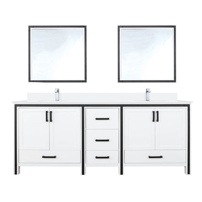 Lexora Ziva 80 in. White Double Sink Bath Vanity