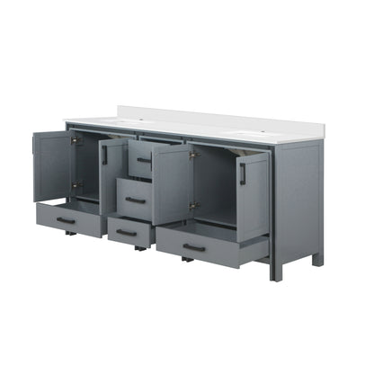 Lexora Ziva 80 in. Dark Grey Double Sink Bath Vanity