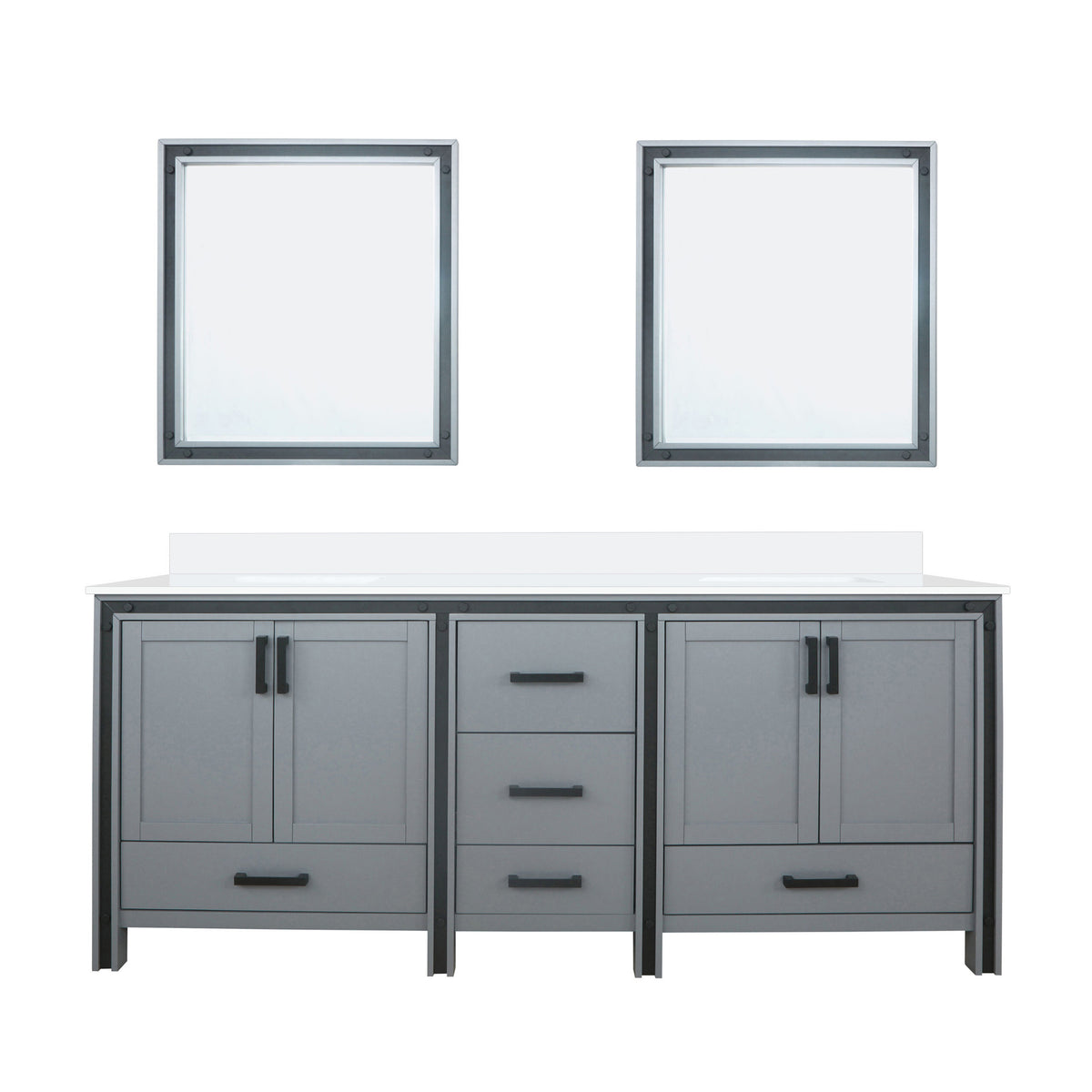 Lexora Ziva 80 in. Dark Grey Double Sink Bath Vanity