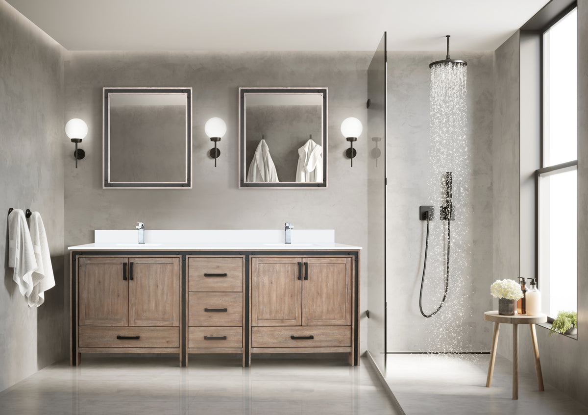 Lexora Ziva 80 in. Rustic Barnwood Double Sink Bath Vanity