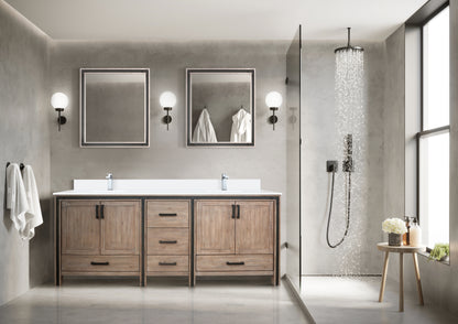 Lexora Ziva 80 in. Rustic Barnwood Double Sink Bath Vanity