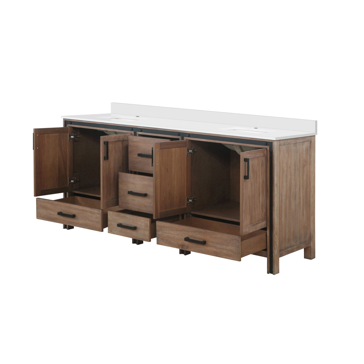 Lexora Ziva 80 in. Rustic Barnwood Double Sink Bath Vanity