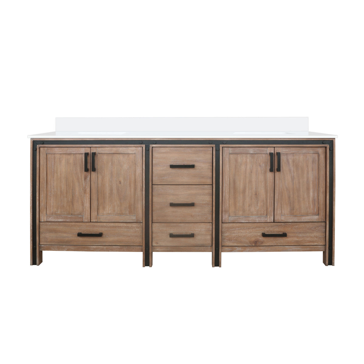 Lexora Ziva 80 in. Rustic Barnwood Double Sink Bath Vanity