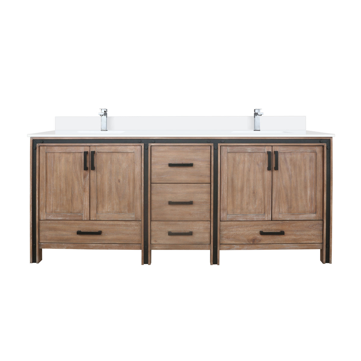 Lexora Ziva 80 in. Rustic Barnwood Double Sink Bath Vanity