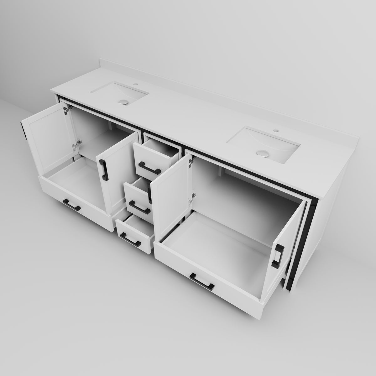 Lexora Ziva 84 in. White Double Sink Bath Vanity