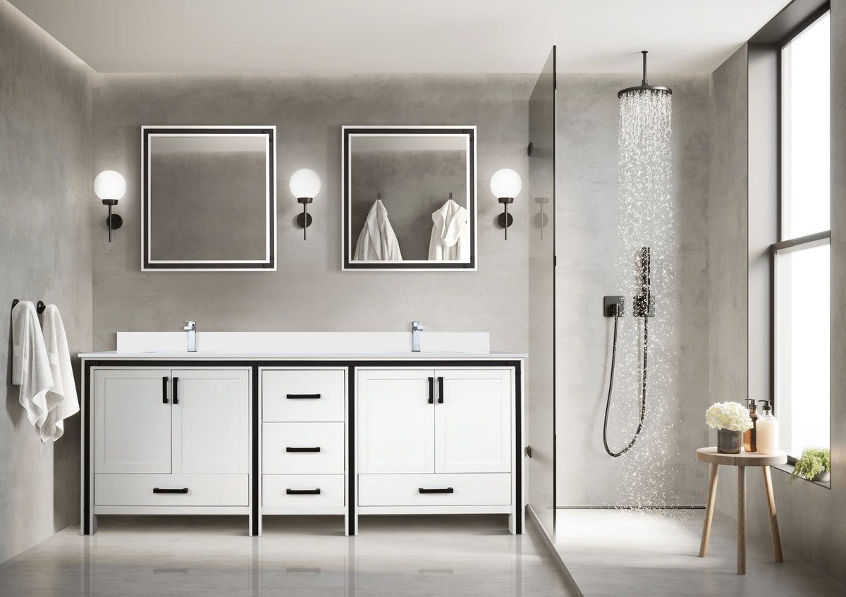 Lexora Ziva 84 in. White Double Sink Bath Vanity