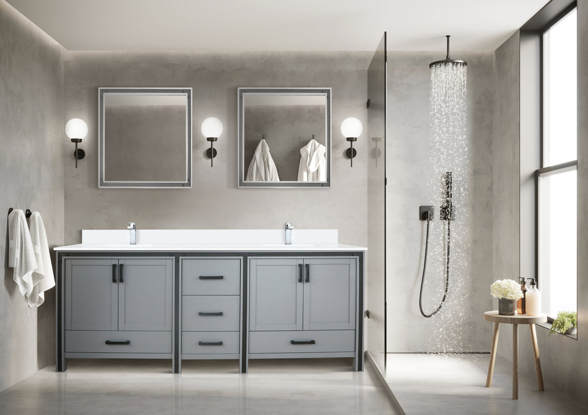 Lexora Ziva 84 in. Dark Grey Double Sink Bath Vanity