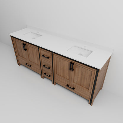 Lexora Ziva 84 in. Rustic Barnwood Double Sink Bath Vanity