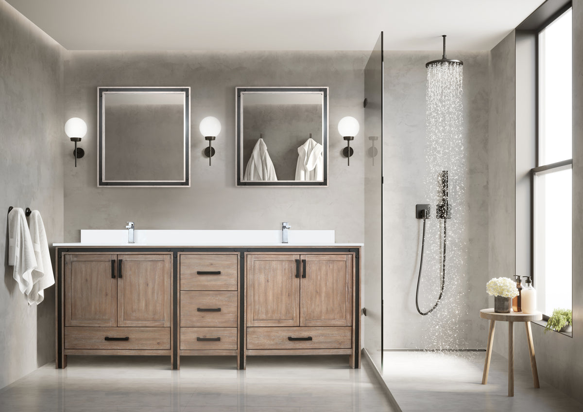Lexora Ziva 84 in. Rustic Barnwood Double Sink Bath Vanity