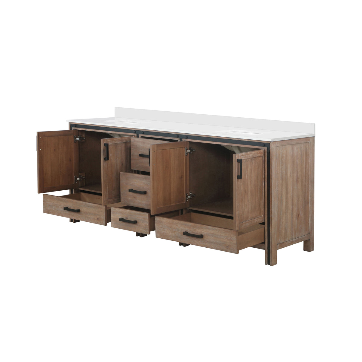 Lexora Ziva 84 in. Rustic Barnwood Double Sink Bath Vanity