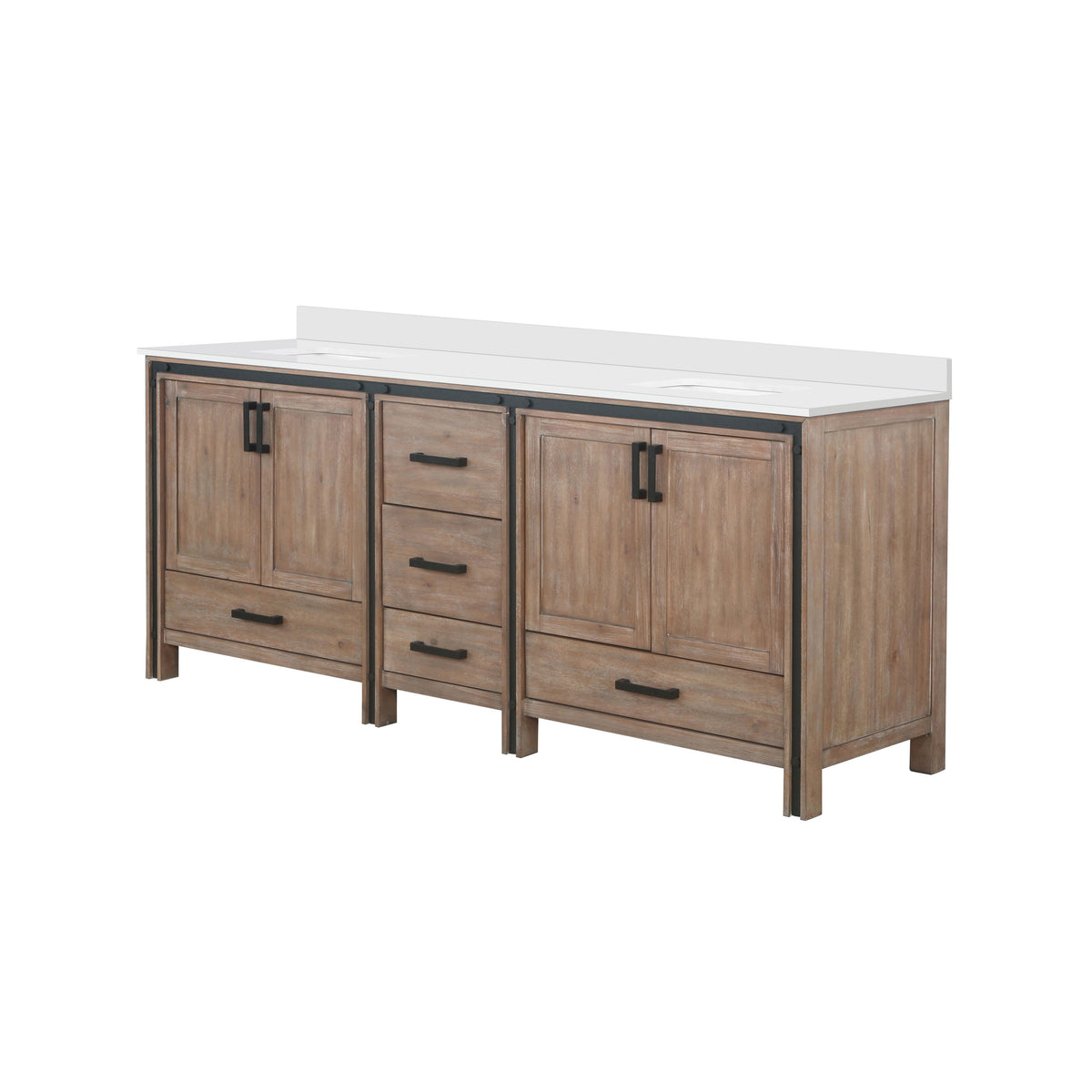 Lexora Ziva 84 in. Rustic Barnwood Double Sink Bath Vanity