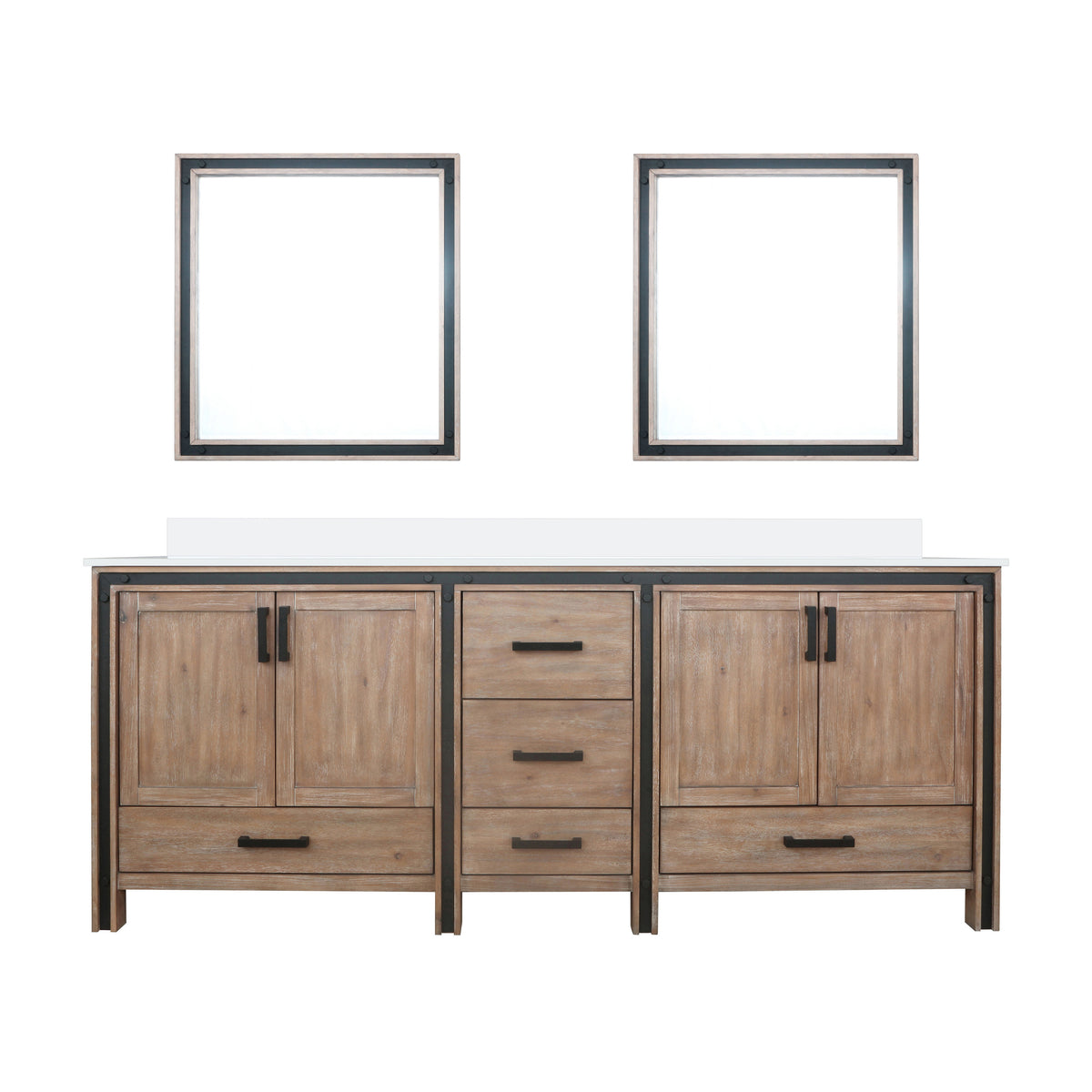 Lexora Ziva 84 in. Rustic Barnwood Double Sink Bath Vanity
