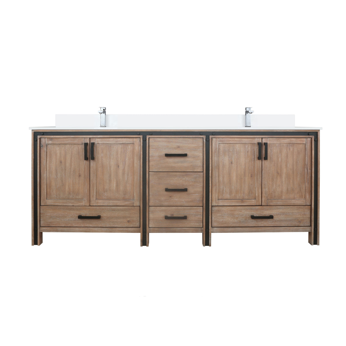 Lexora Ziva 84 in. Rustic Barnwood Double Sink Bath Vanity