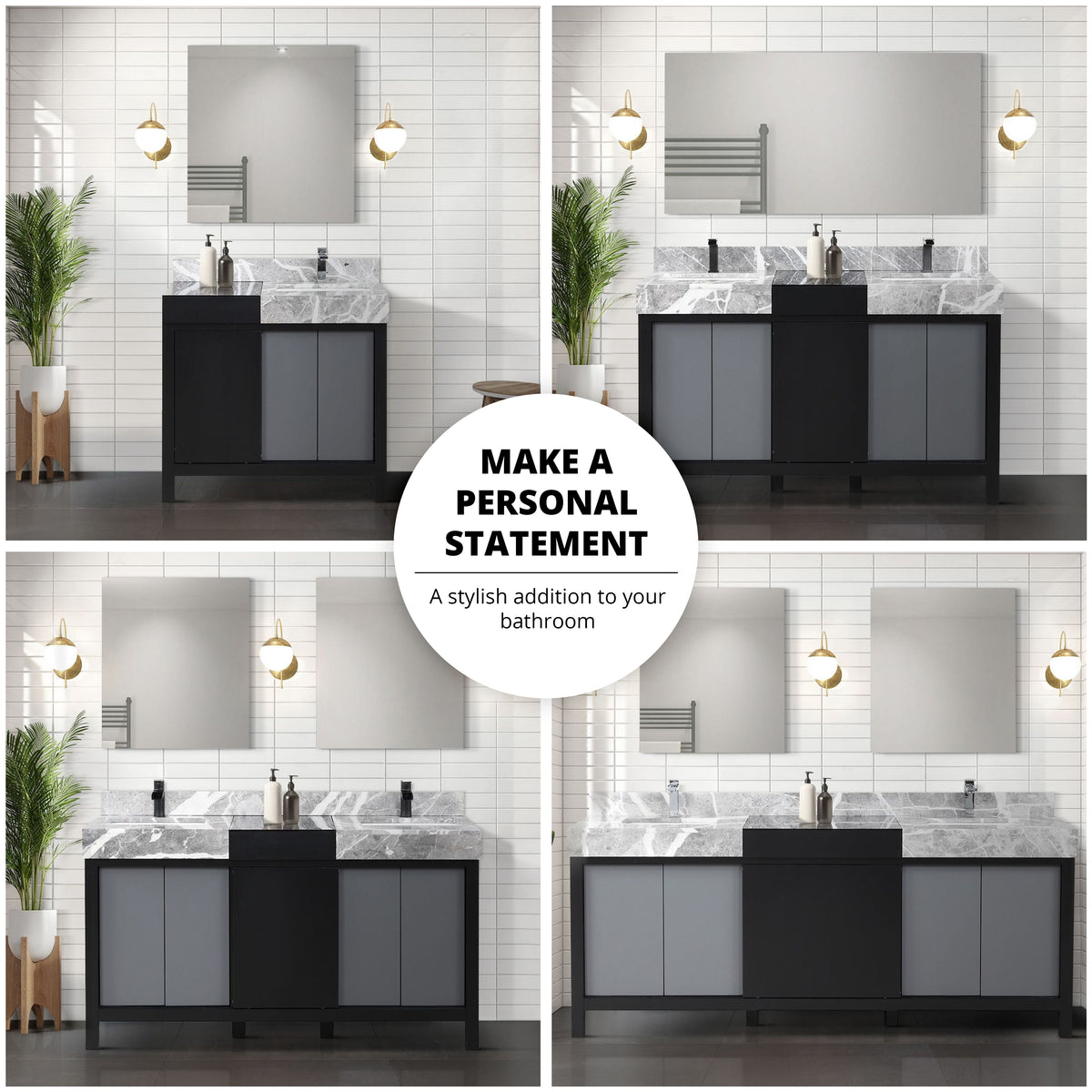 Lexora Zilara 36 in. Black and Grey Single Sink Bath Vanity