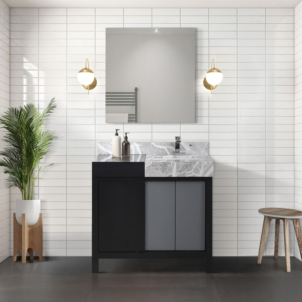 Lexora Zilara 36 in. Black and Grey Single Sink Bath Vanity
