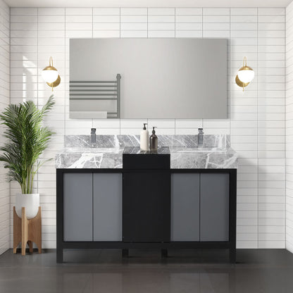 Lexora Zilara 55 in. Black and Grey Double Sink Bath Vanity