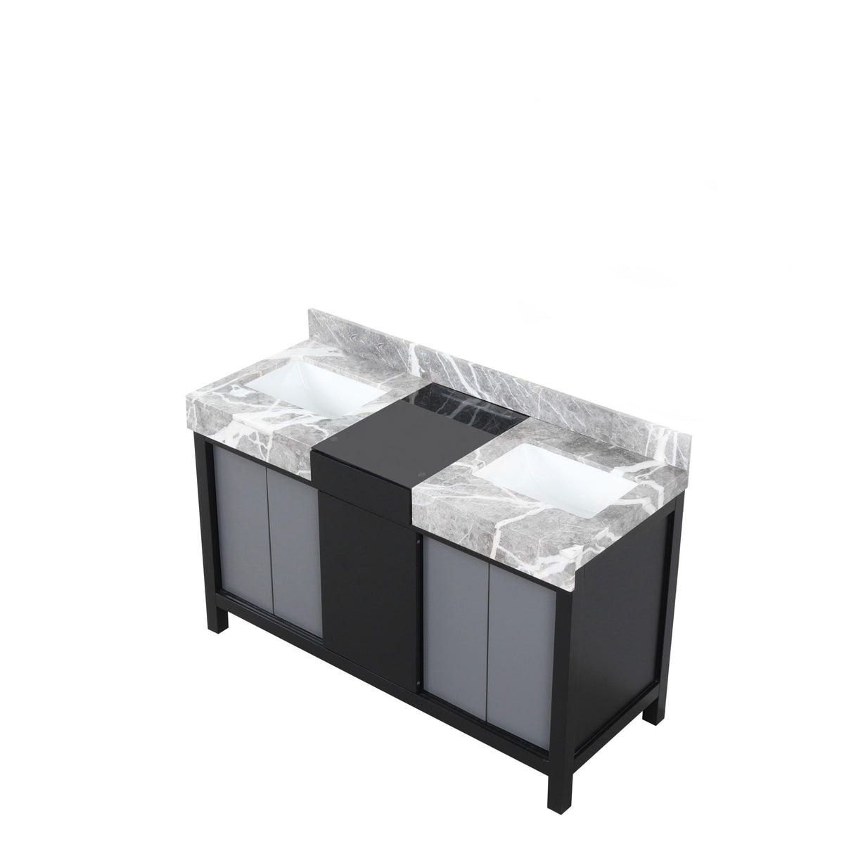 Lexora Zilara 55 in. Black and Grey Double Sink Bath Vanity