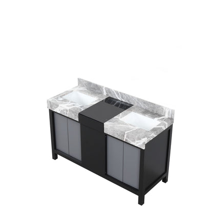 Lexora Zilara 55 in. Black and Grey Double Sink Bath Vanity