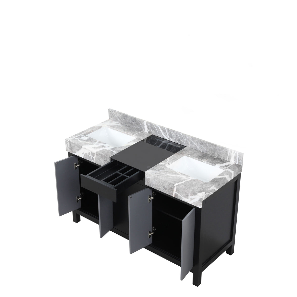 Lexora Zilara 55 in. Black and Grey Double Sink Bath Vanity