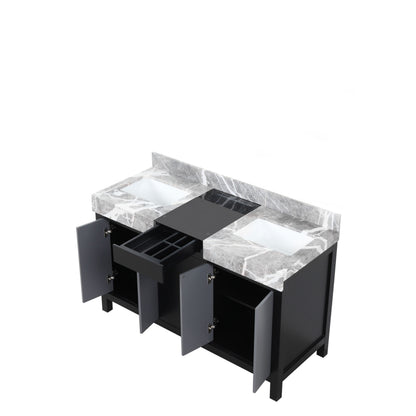 Lexora Zilara 55 in. Black and Grey Double Sink Bath Vanity