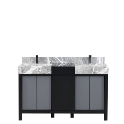 Lexora Zilara 55 in. Black and Grey Double Sink Bath Vanity