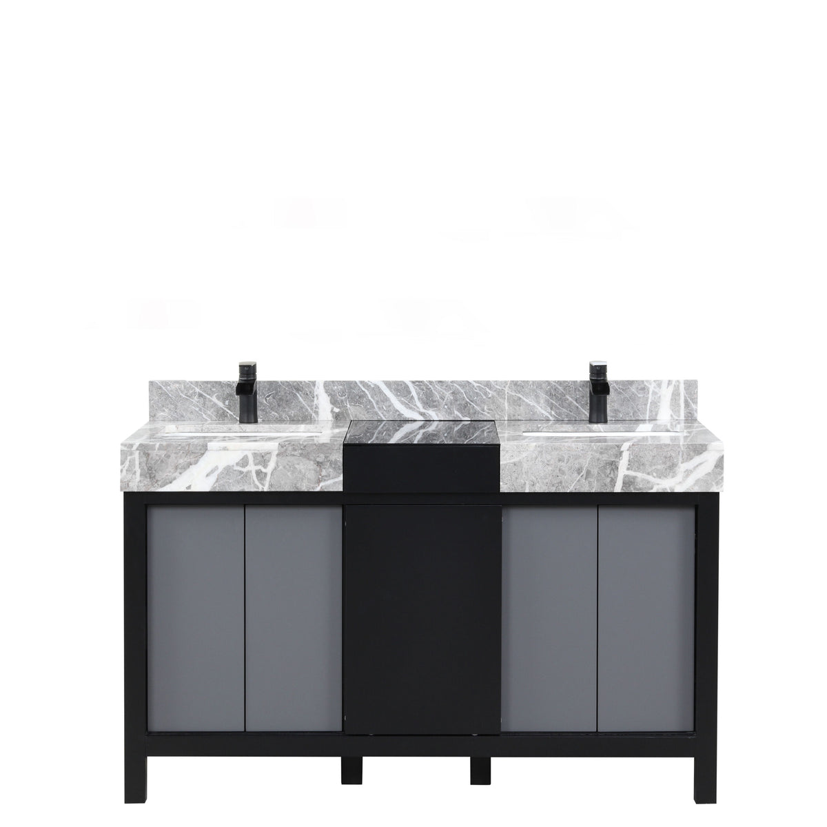 Lexora Zilara 55 in. Black and Grey Double Sink Bath Vanity