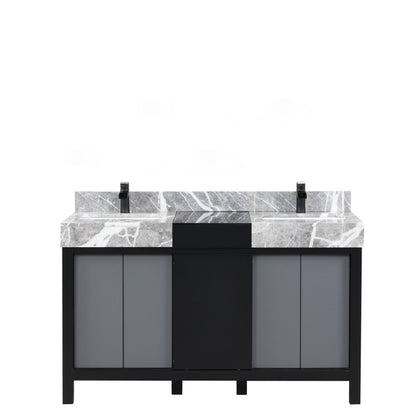Lexora Zilara 55 in. Black and Grey Double Sink Bath Vanity