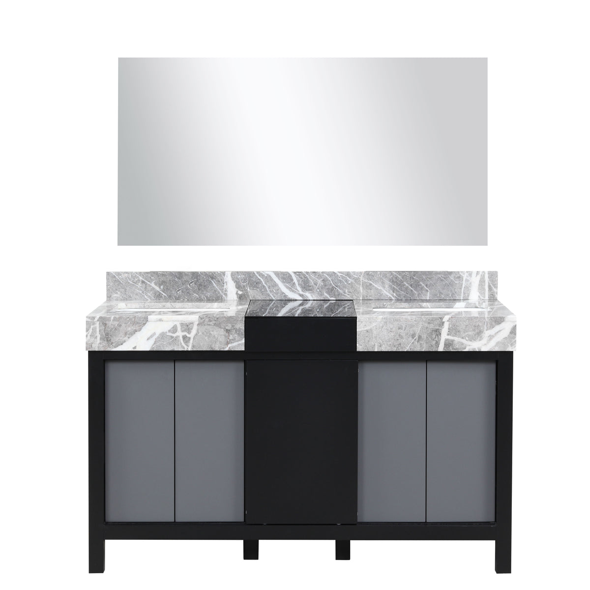 Lexora Zilara 55 in. Black and Grey Double Sink Bath Vanity