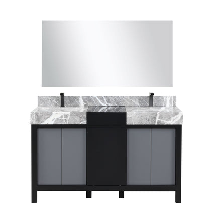 Lexora Zilara 55 in. Black and Grey Double Sink Bath Vanity