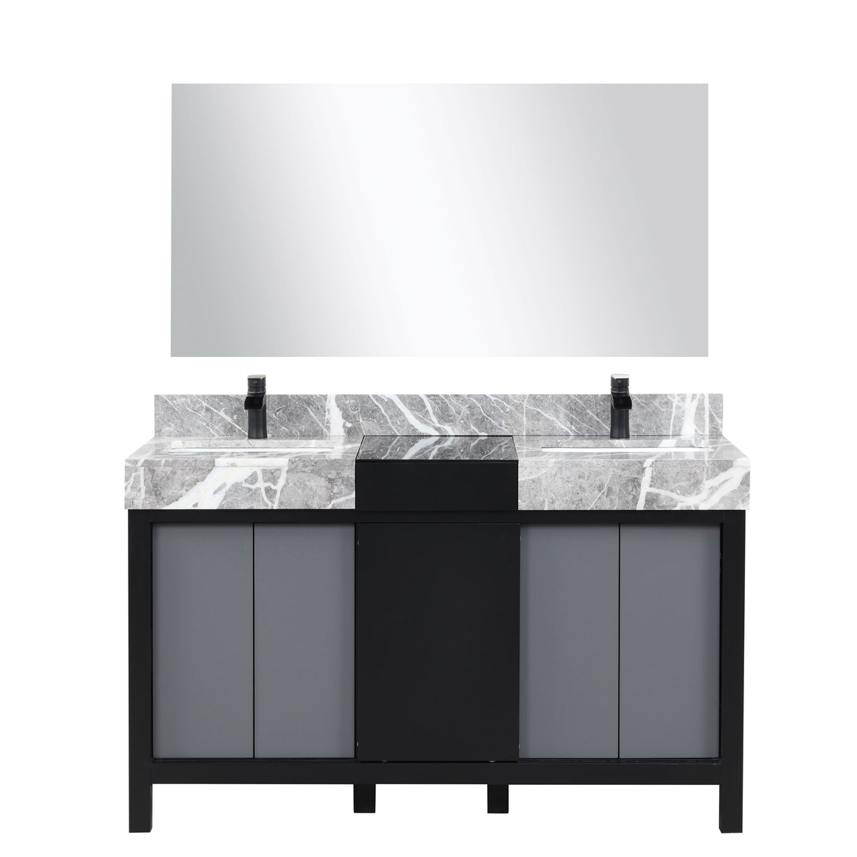 Lexora Zilara 55 in. Black and Grey Double Sink Bath Vanity