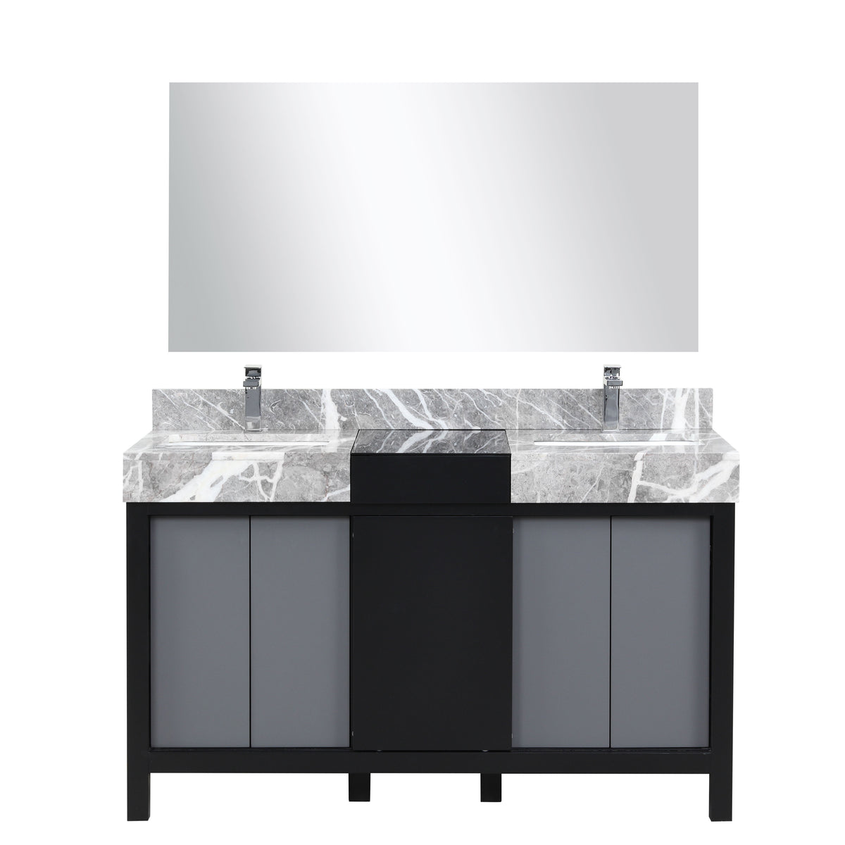 Lexora Zilara 55 in. Black and Grey Double Sink Bath Vanity