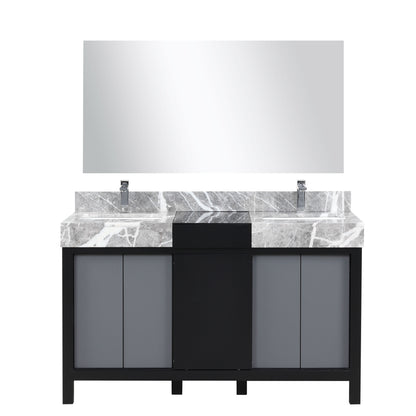 Lexora Zilara 55 in. Black and Grey Double Sink Bath Vanity