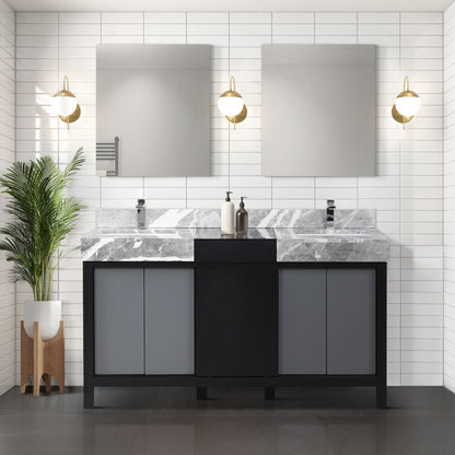 Lexora Zilara 60 in. Black and Grey Double Sink Bath Vanity